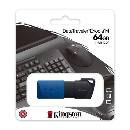 PEN DRIVE 64GB DTM EXODIA KINGSTON AZUL